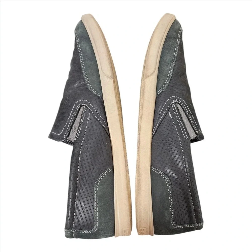ECCO Colin Mens Slip On Leather Sneakers Size 10.5 Charcoal Gray Loafers 535584